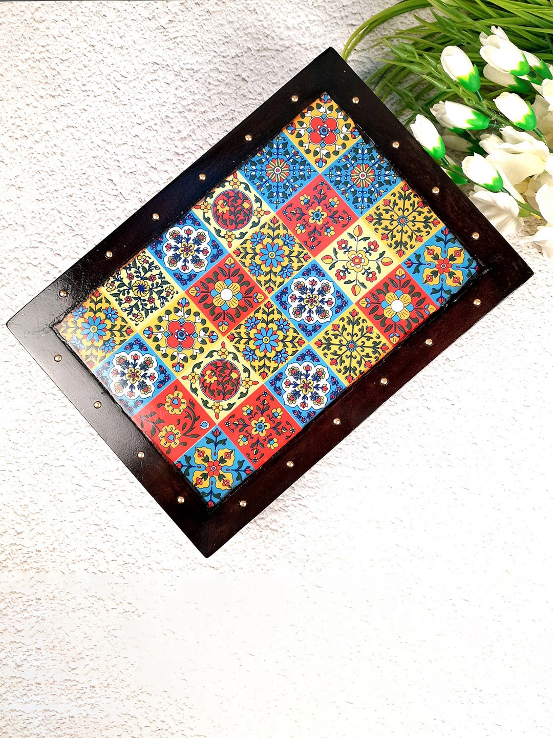 

apka mart Black Wooden Tile Chowki