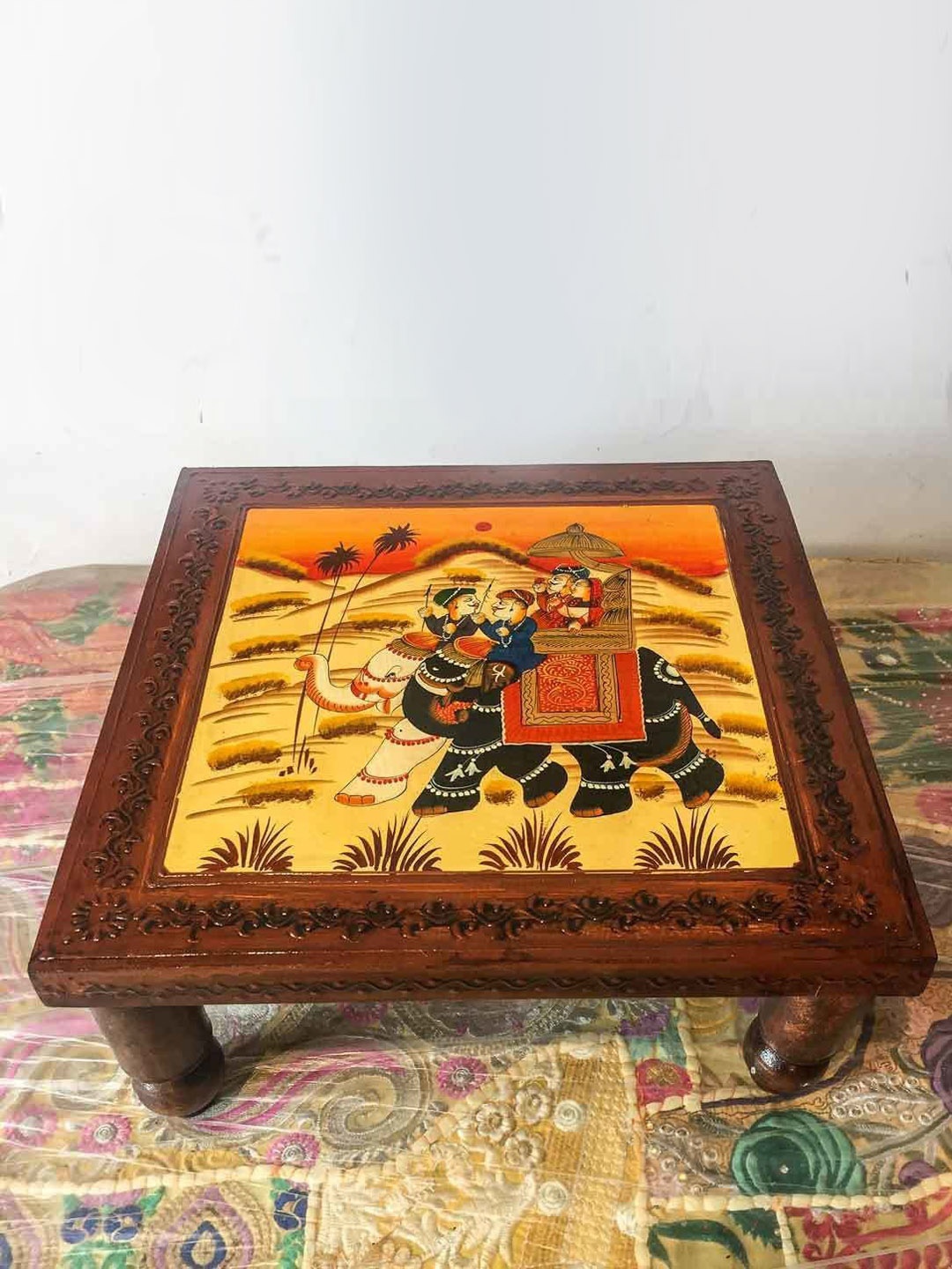 

apka mart Brown and Yellow Wooden Chowki Bajot