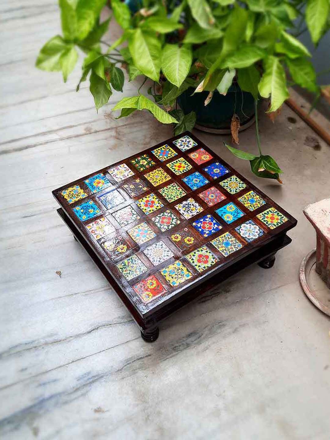 

apka mart Black Wooden Pooja Chowki