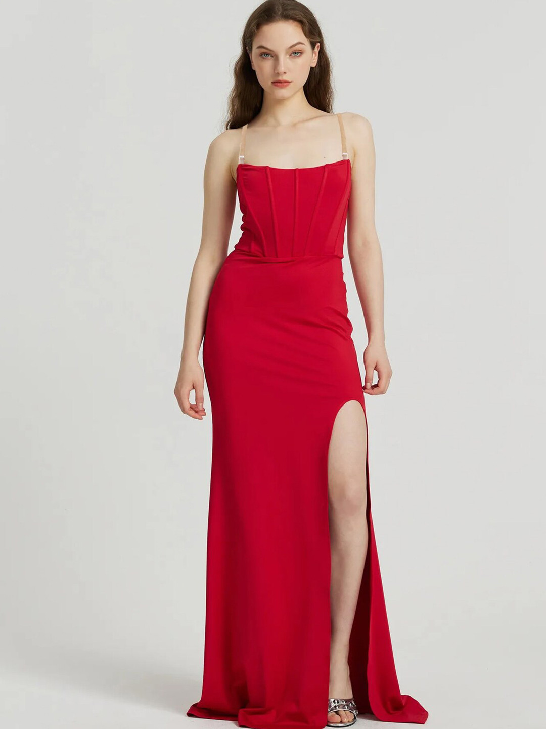 

CLAFOUTIS Off-Shoulder Maxi Dress, Red