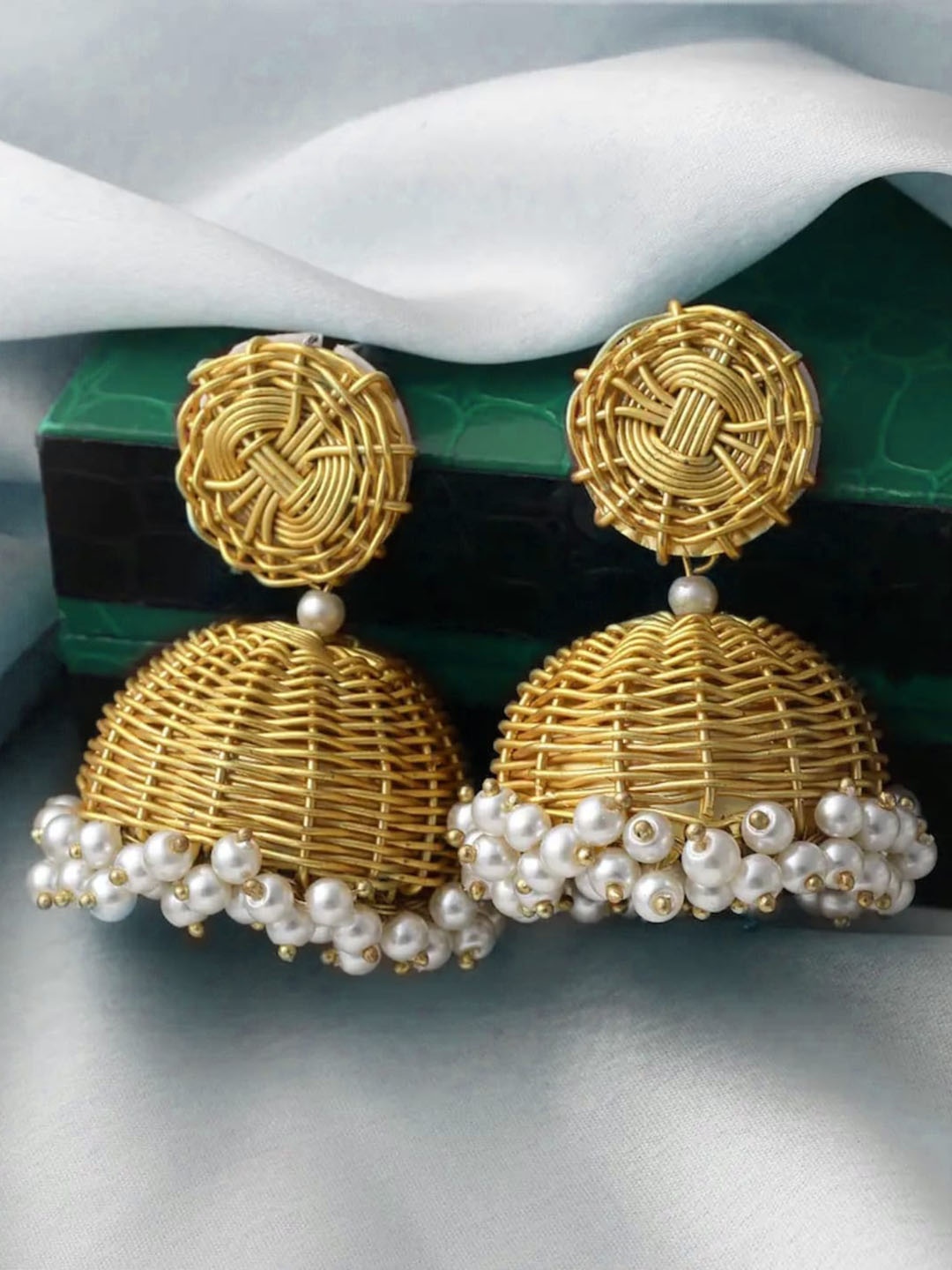 

ATIBELLE Gold-Plated Beaded Classic Jhumkas