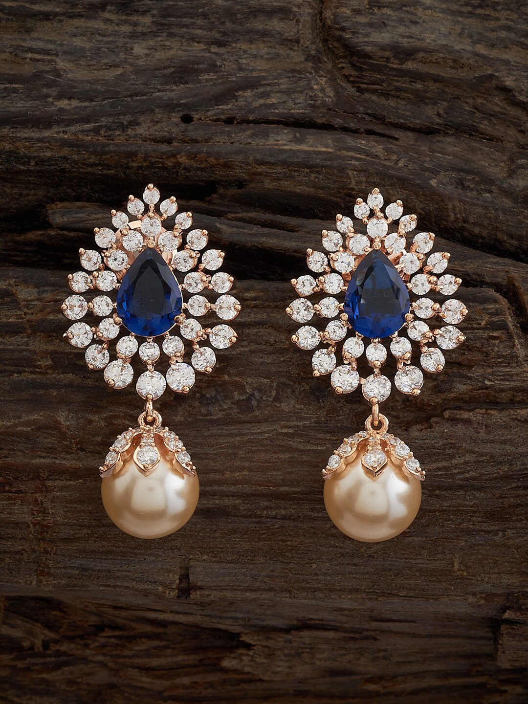 

Kushal's Fashion Jewellery Rose Gold-Plated Cubic Zirconia Teardrop Shaped Drop Earrings