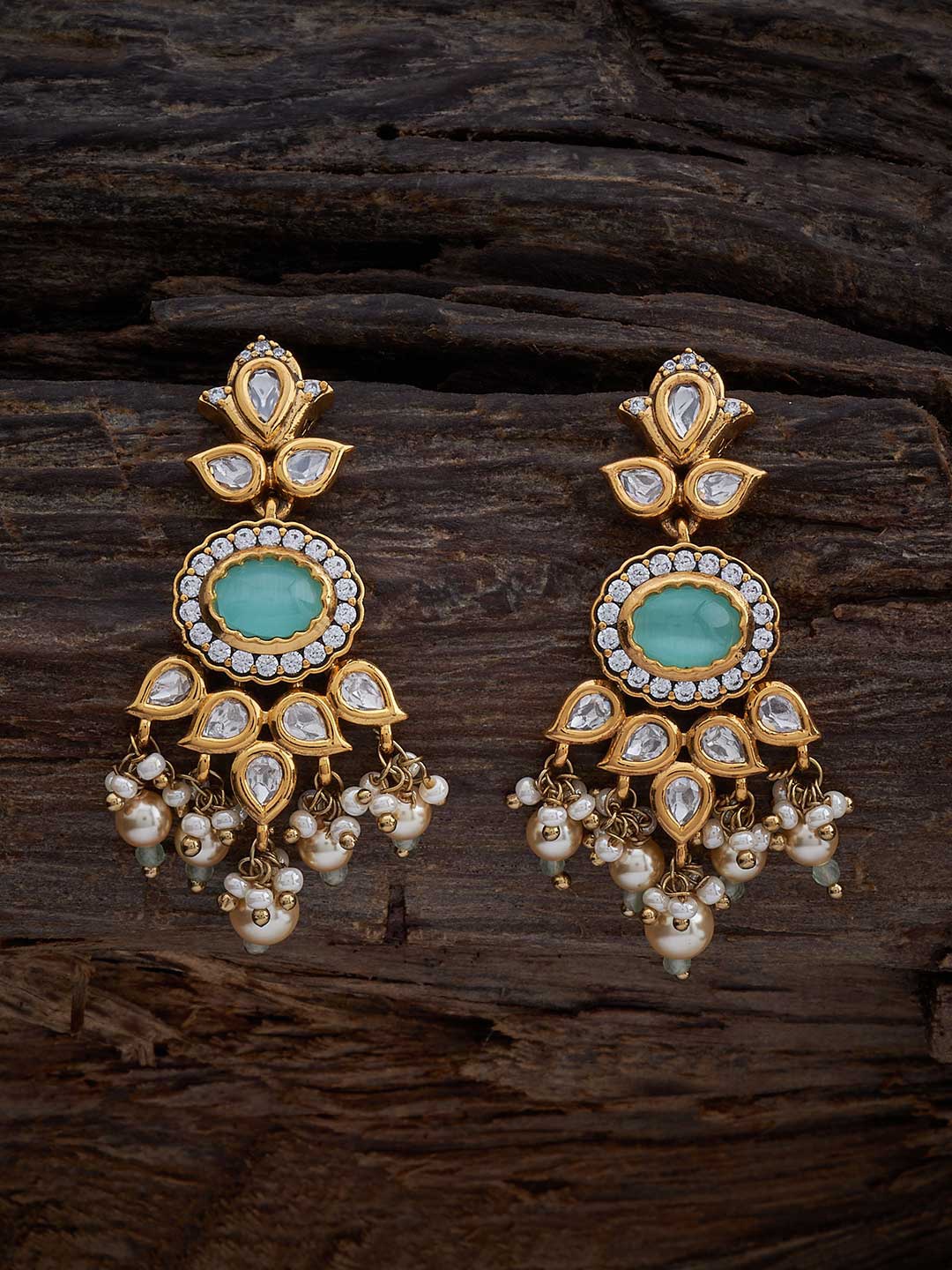 

Kushal's Fashion Jewellery Kundan Studded Classic Drop Earrings, Gold