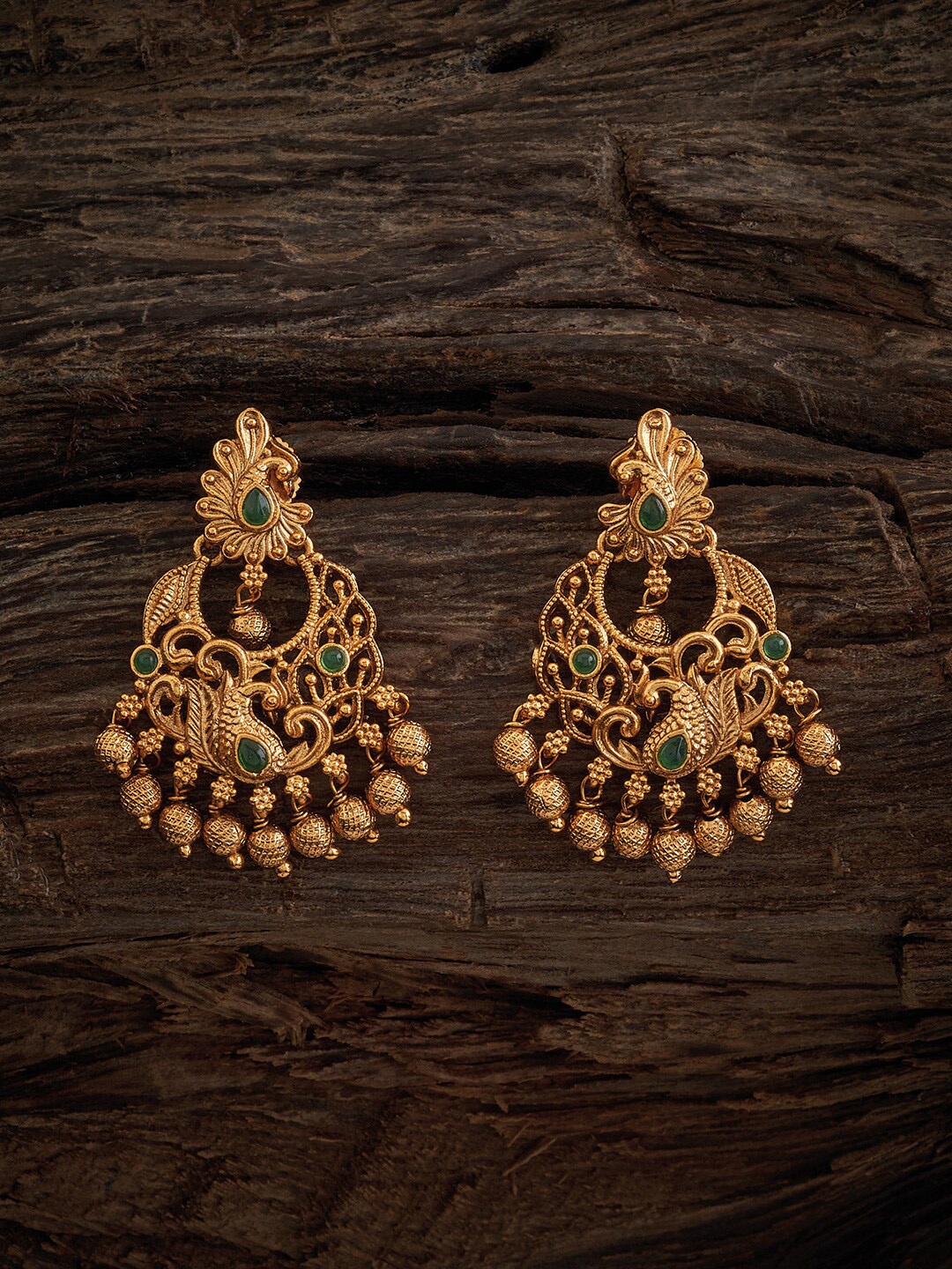 

Kushal's Fashion Jewellery Gold-Plated Circular Drop Earrings, Green