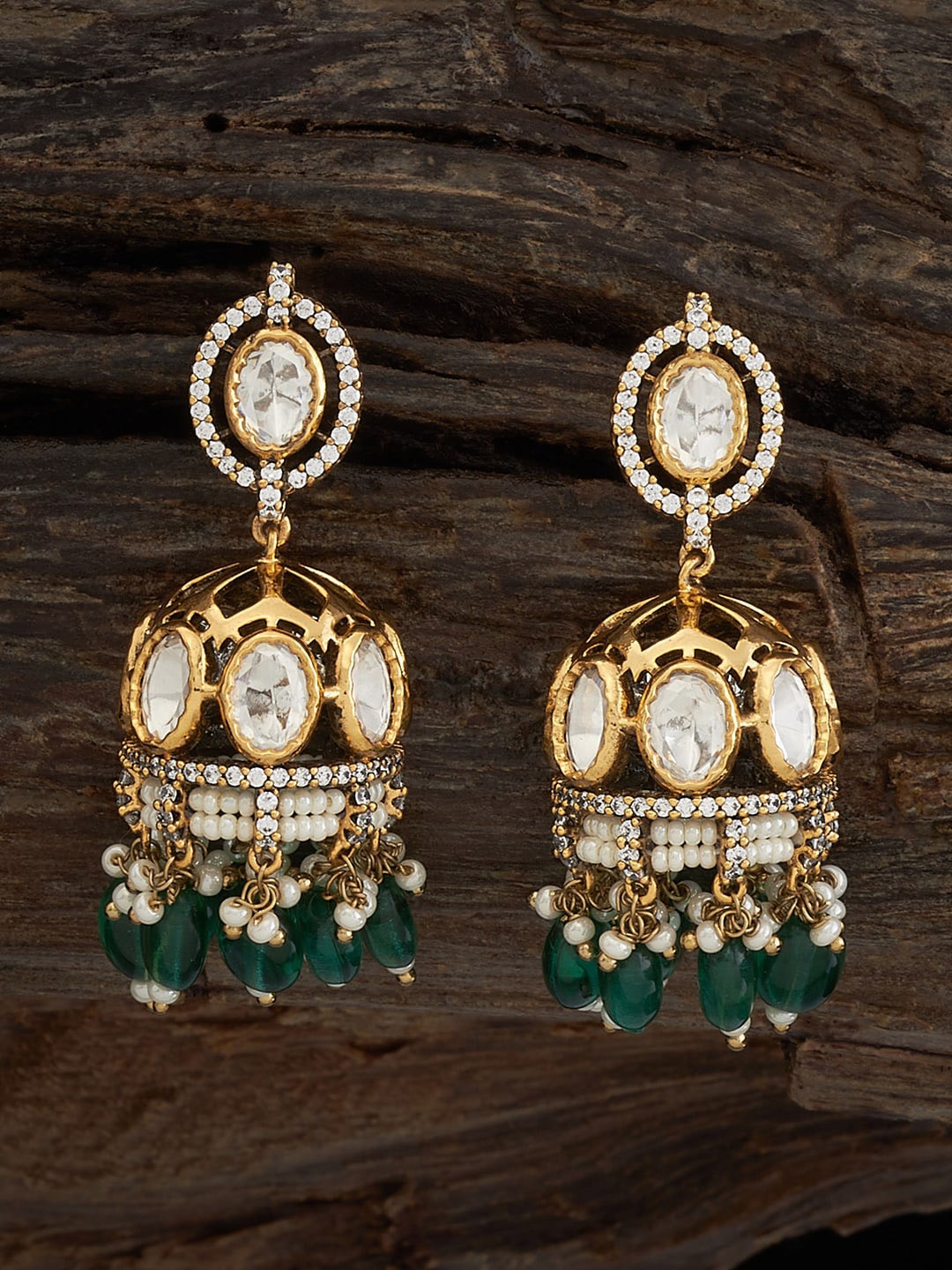 

Kushal's Fashion Jewellery Dome Shaped Jhumkas, Green