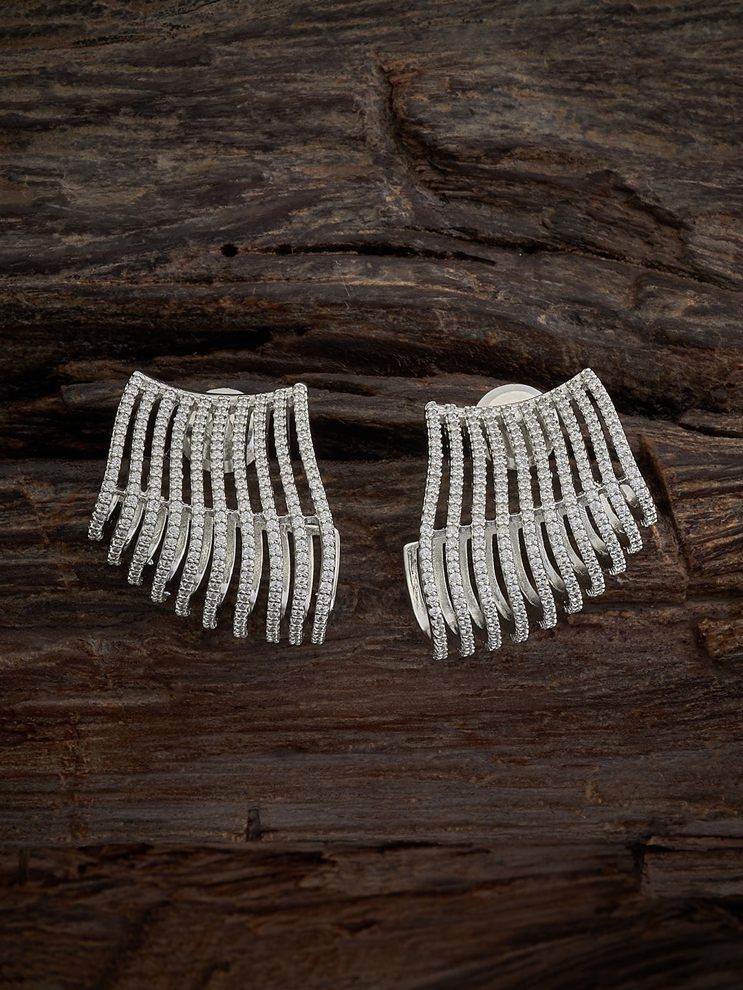 

Kushal's Fashion Jewellery Rhodium-Plated Circular Studs Earrings, White