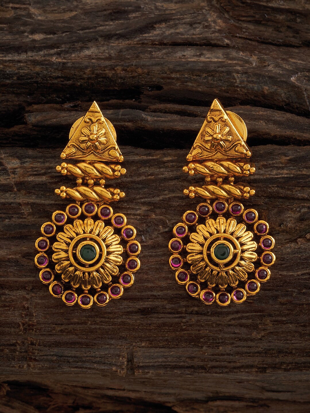 

Kushal's Fashion Jewellery Gold-Plated Classic Jhumkas, Red