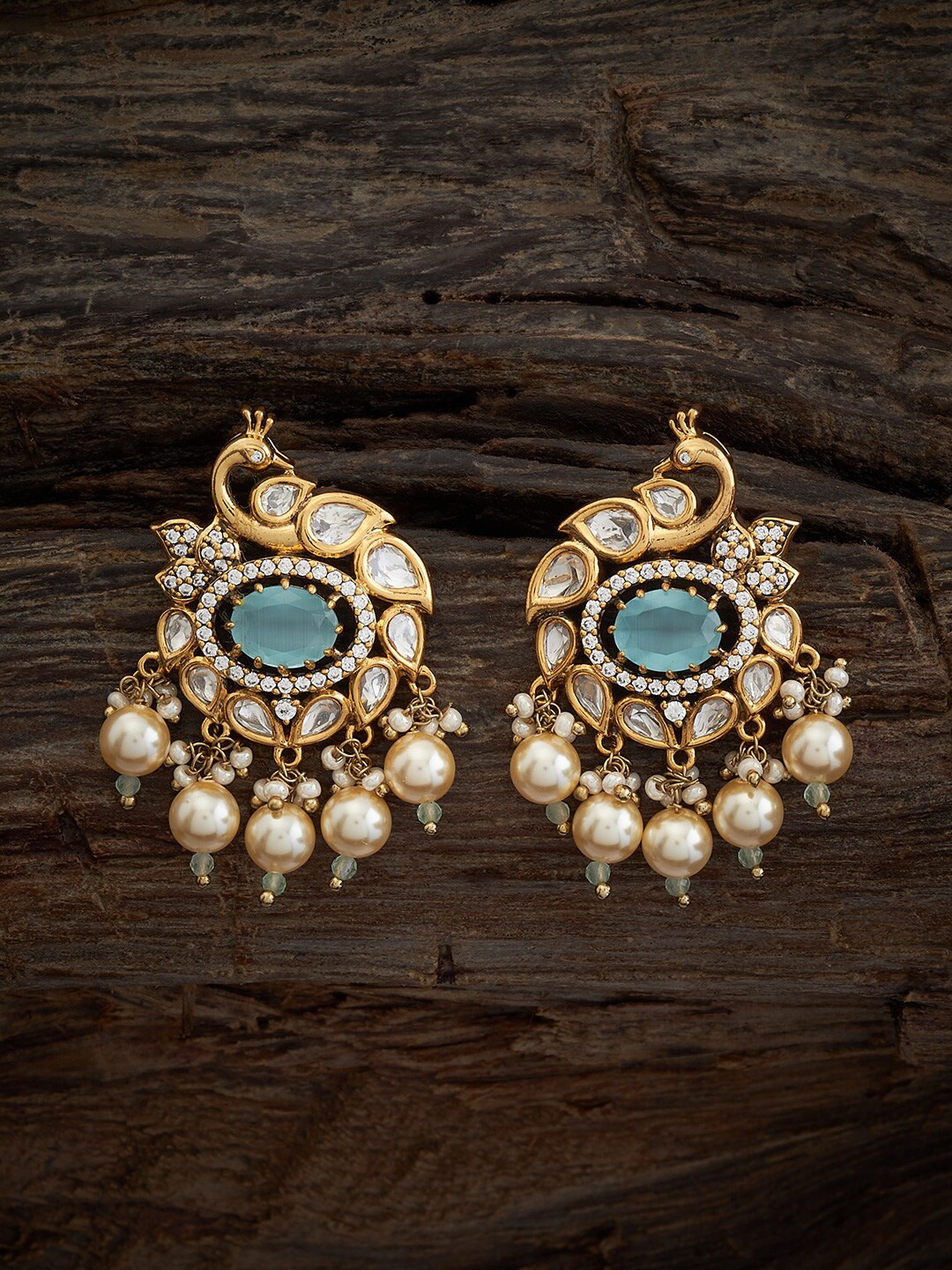 

Kushal's Fashion Jewellery Peacock Shaped Studs Earrings, Sea green