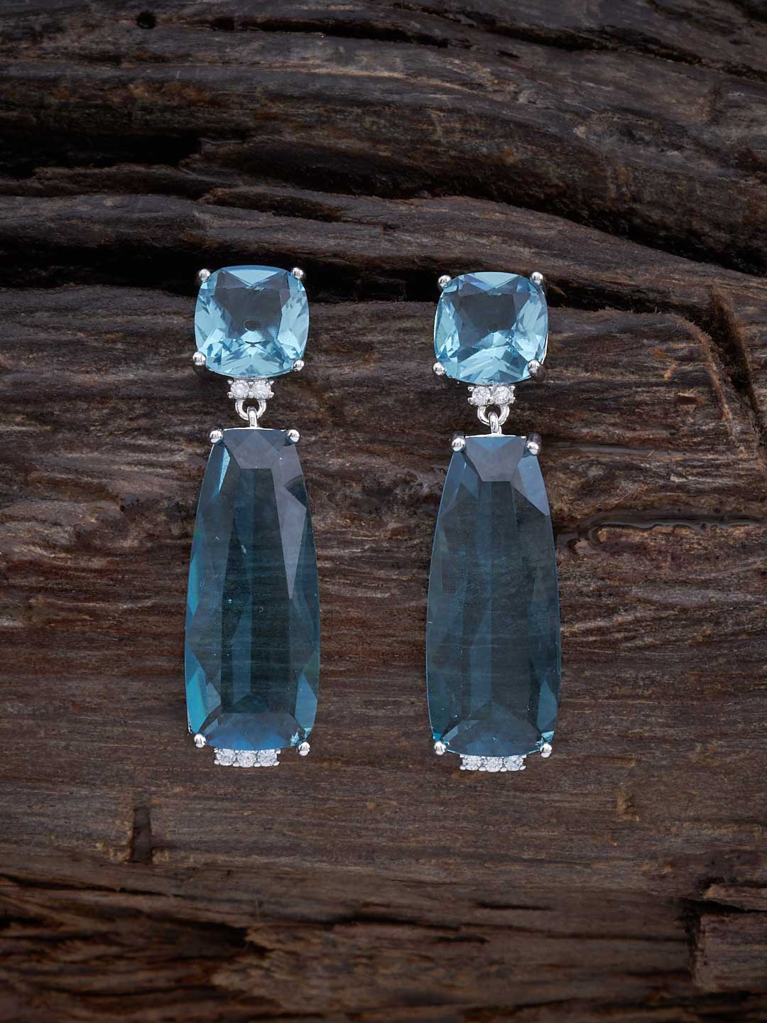 

Kushal's Fashion Jewellery Rhodium Plated Cubic Zirconia Drop Earrings, Silver