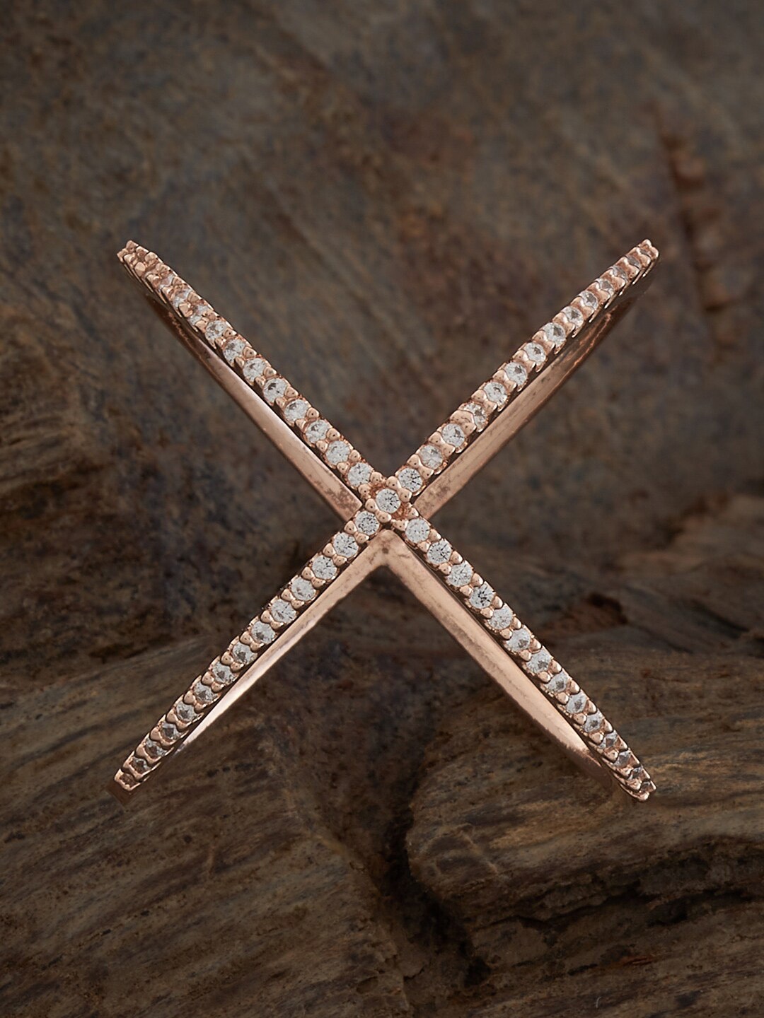 

Kushal's Fashion Jewellery Rose Gold-Plated CZ Studded Finger Ring