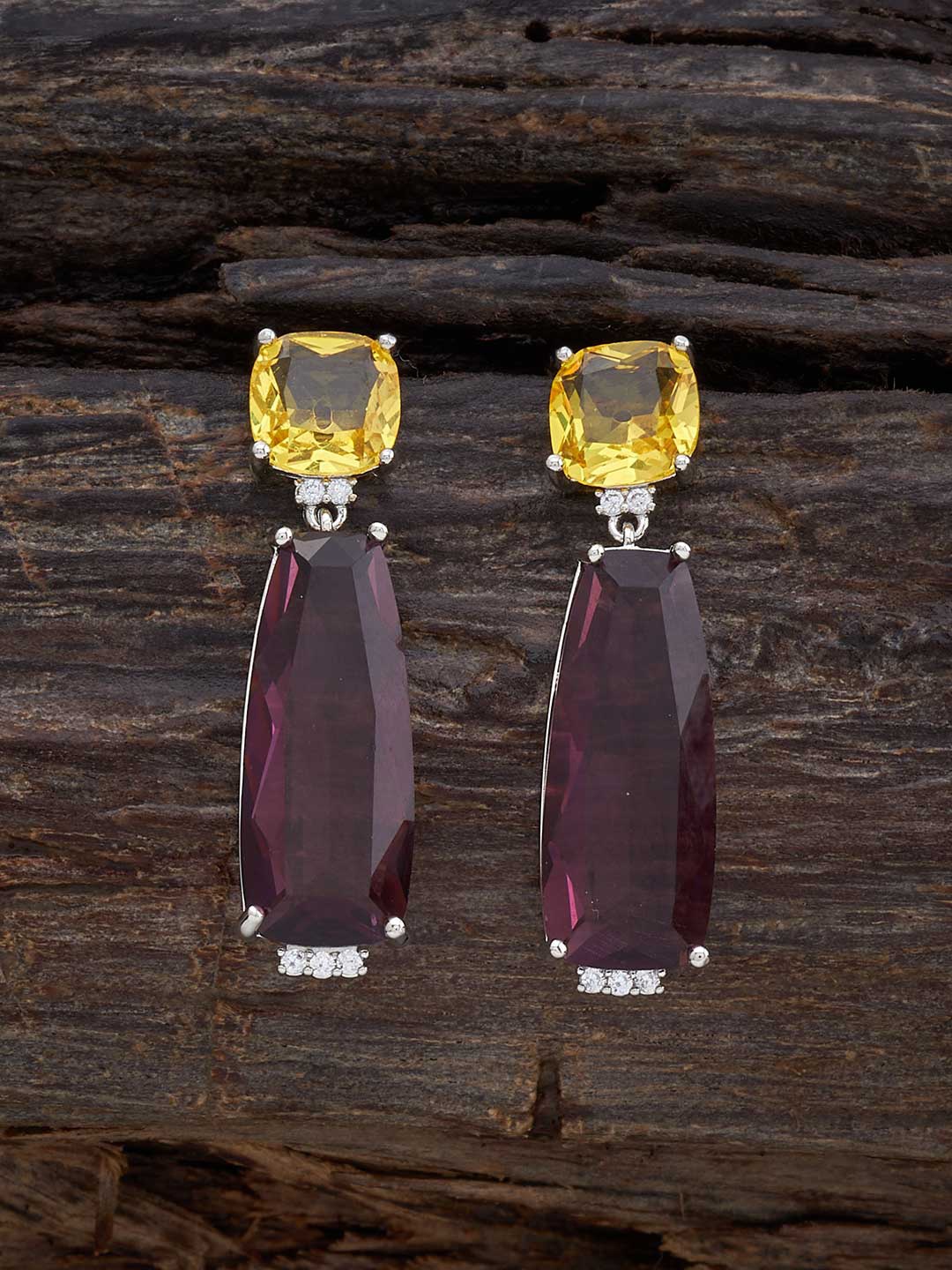 

Kushal's Fashion Jewellery Rhodium Plated Cubic Zirconia Drop Earrings, Silver