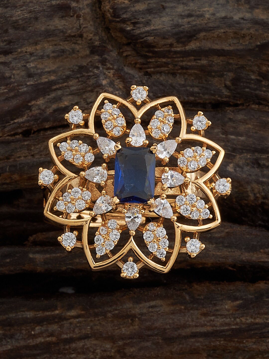 

Kushal's Fashion Jewellery Gold-Plated CZ Studded Finger Ring