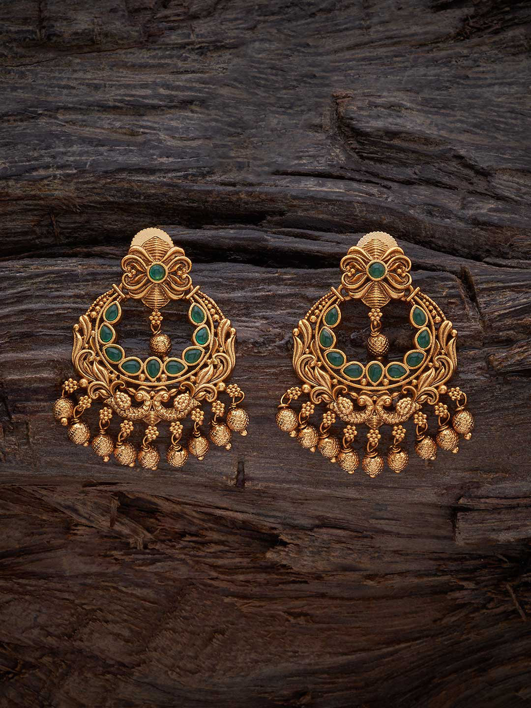

Kushal's Fashion Jewellery Circular Chandbalis Earrings, Green