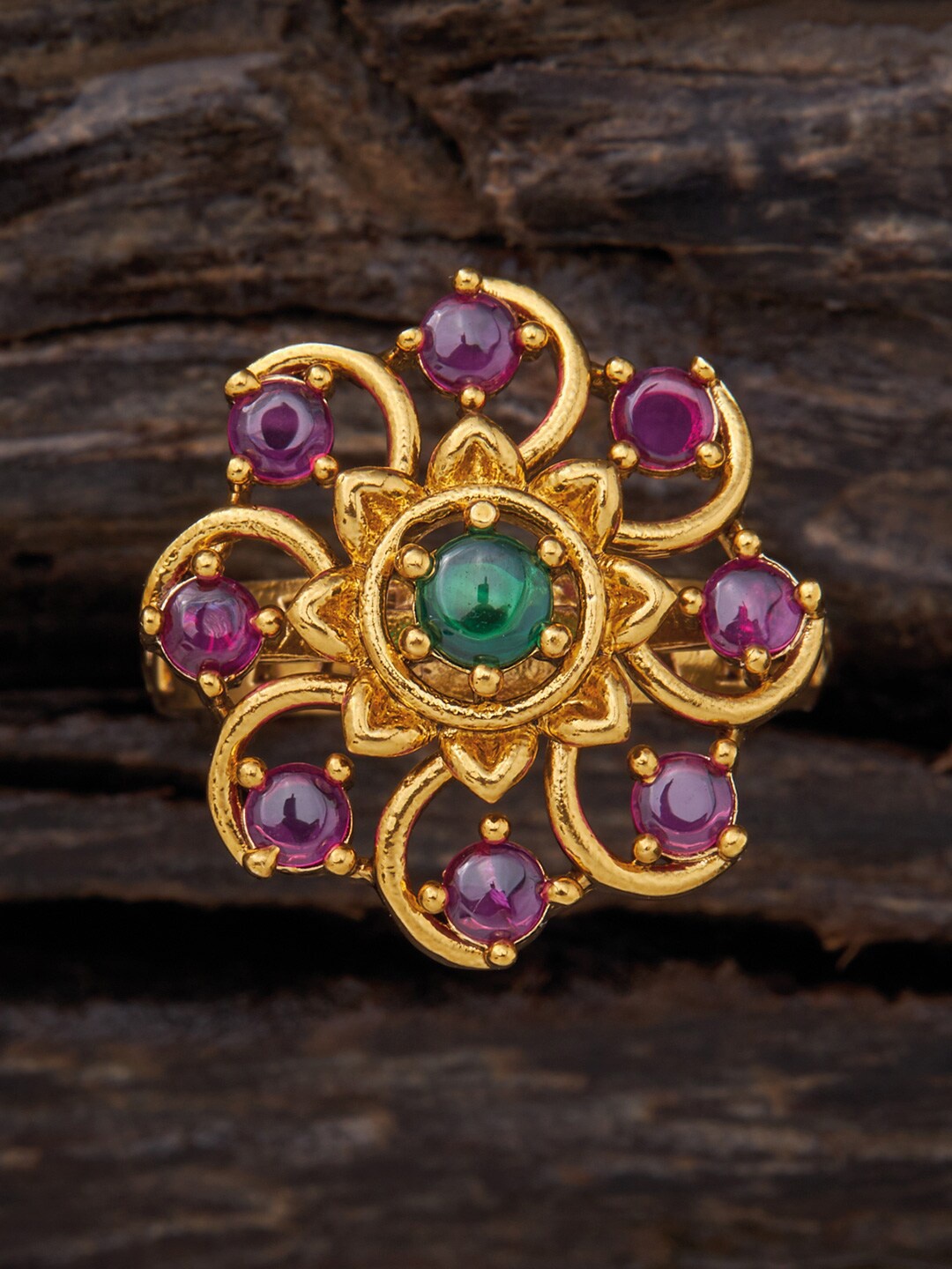 

Kushal's Fashion Jewellery Gold-Plated CZ Studded Finger Ring