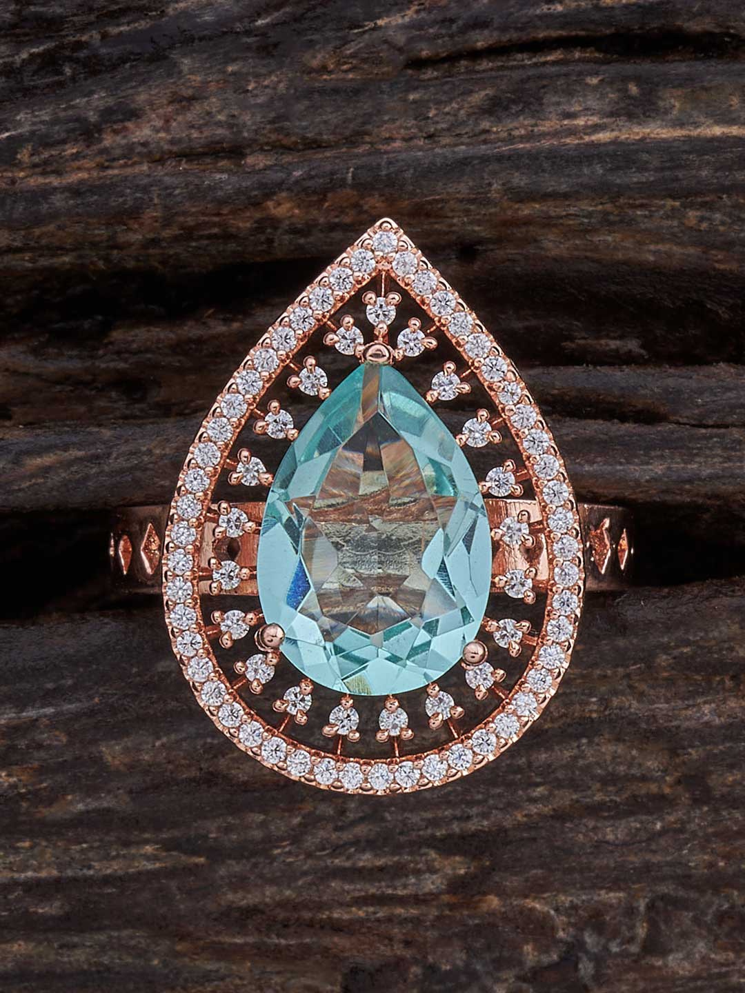 

Kushal's Fashion Jewellery Rose Gold-Plated Zircon Studded Finger Ring
