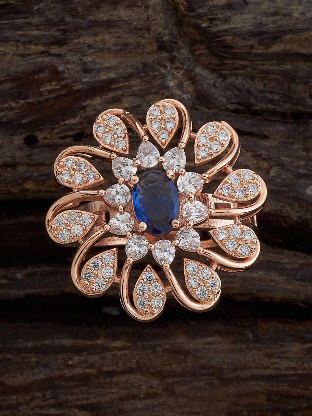 

Kushal's Fashion Jewellery Rose Gold Plated CZ Studded Finger Ring