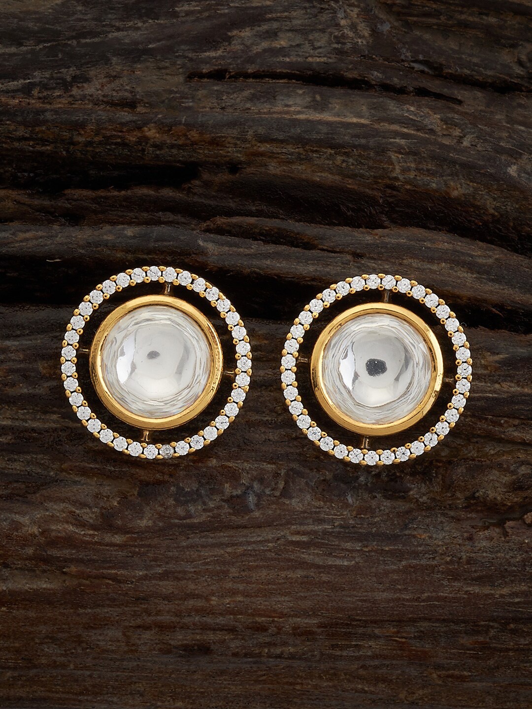 

Kushal's Fashion Jewellery Kundan Circular Studs Earrings, White