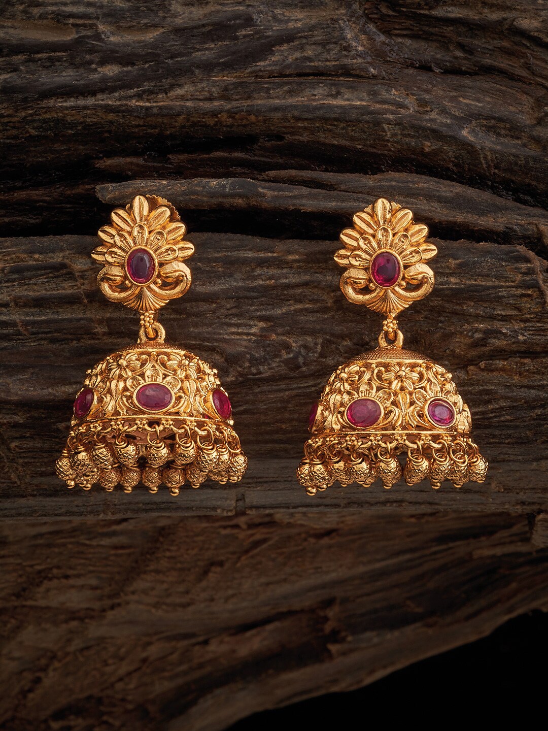 

Kushal's Fashion Jewellery Gold-Plated Dome Shaped Jhumkas