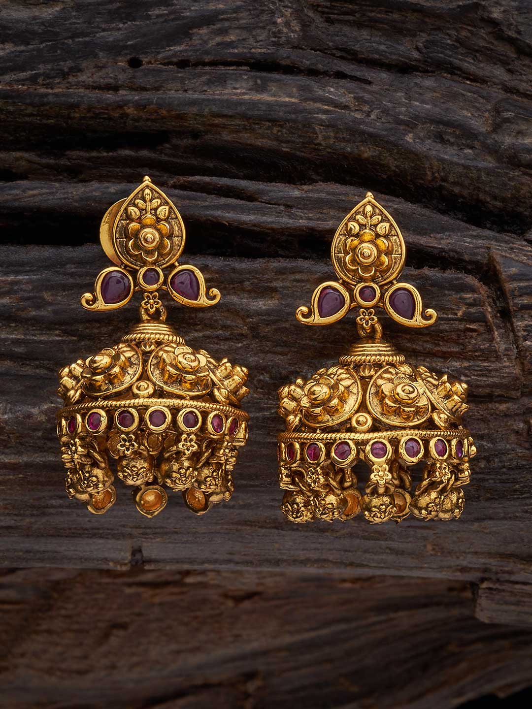 

Kushal's Fashion Jewellery Gold-Plated Classic Jhumkas