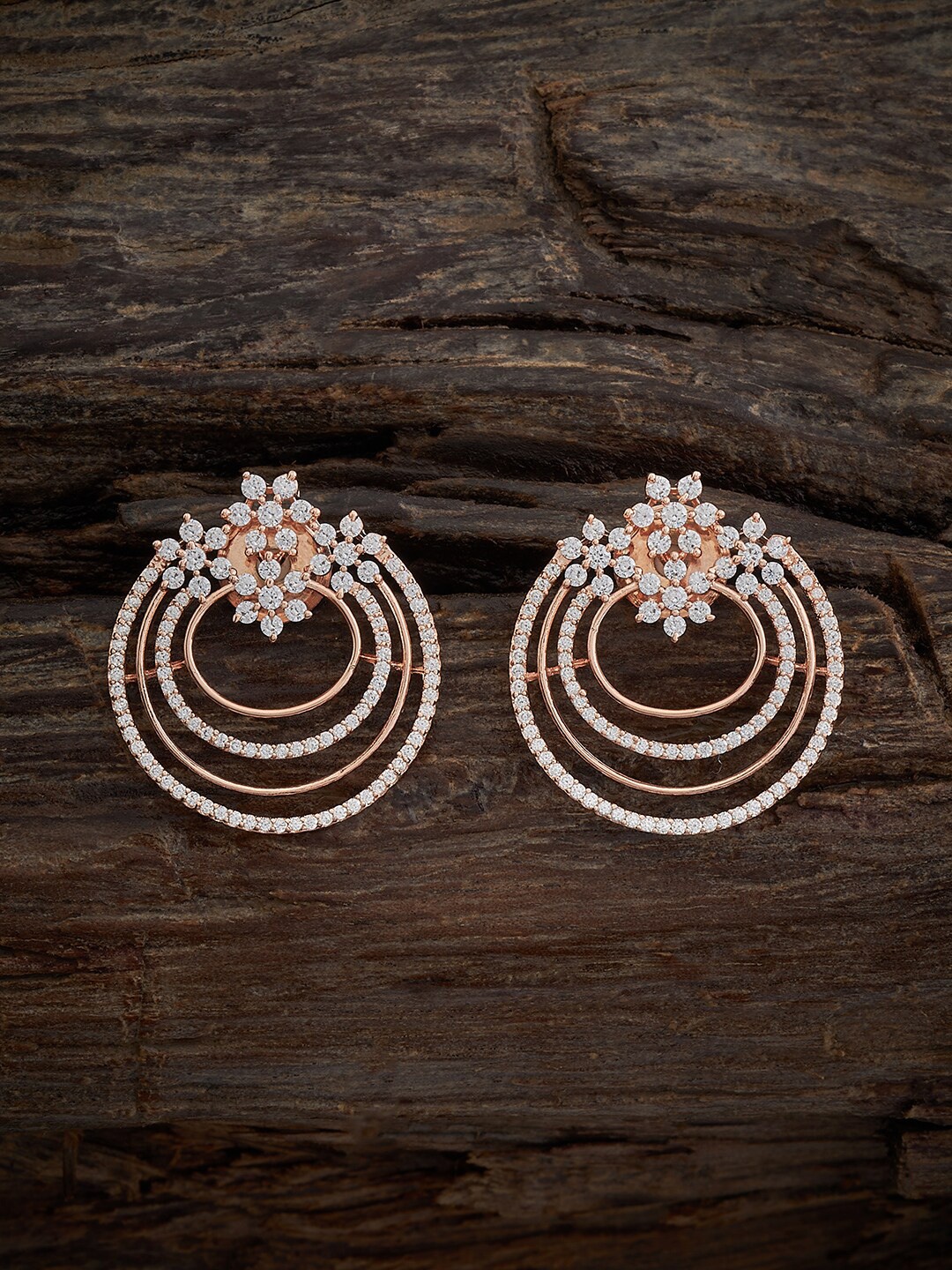 

Kushal's Fashion Jewellery Rose Gold-Plated Cubic Zirconia Studded Circular Studs