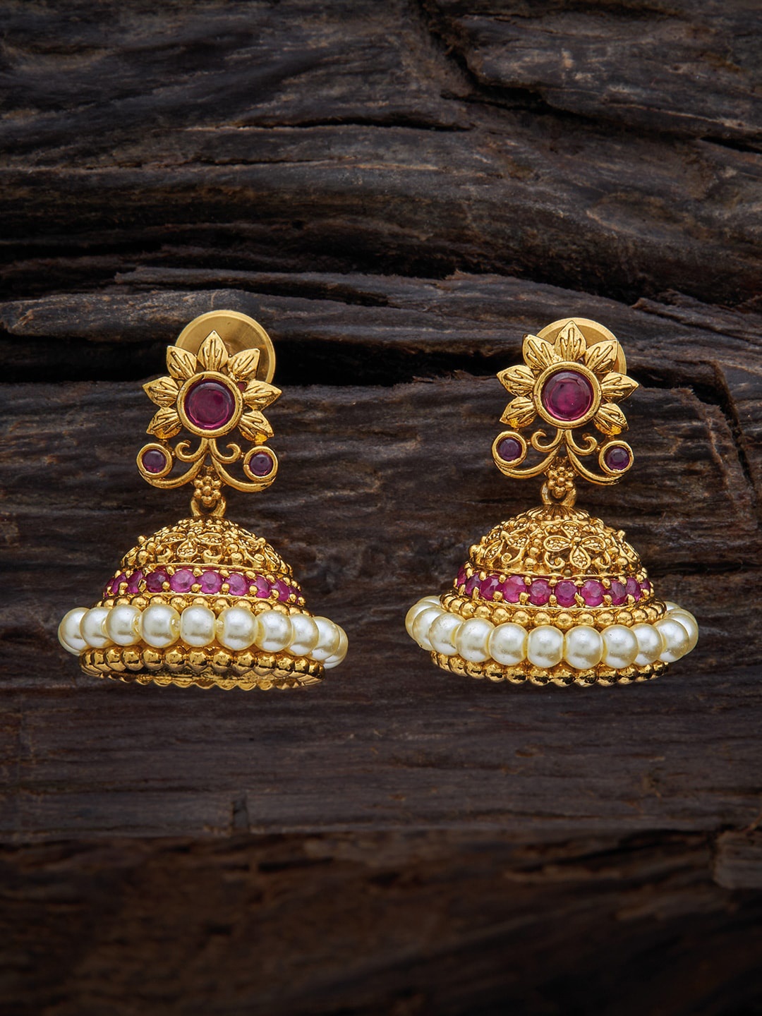 

Kushal's Fashion Jewellery Gold-Plated Dome Shaped Jhumkas