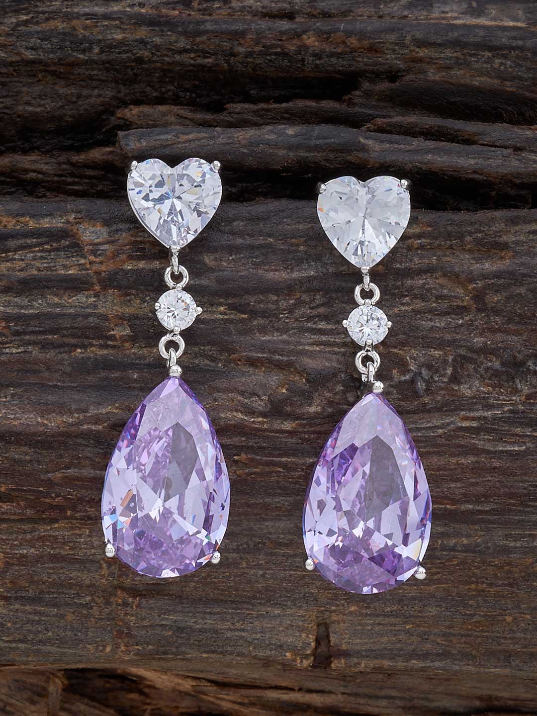 

Kushal's Fashion Jewellery Rhodium-Plated Drop Earrings, Lavender