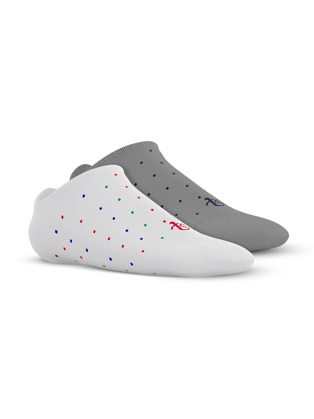 

TalkingSox Unisex Pack Of 2 Polka Dot Printed Bamboo Shoe Liner Socks, White