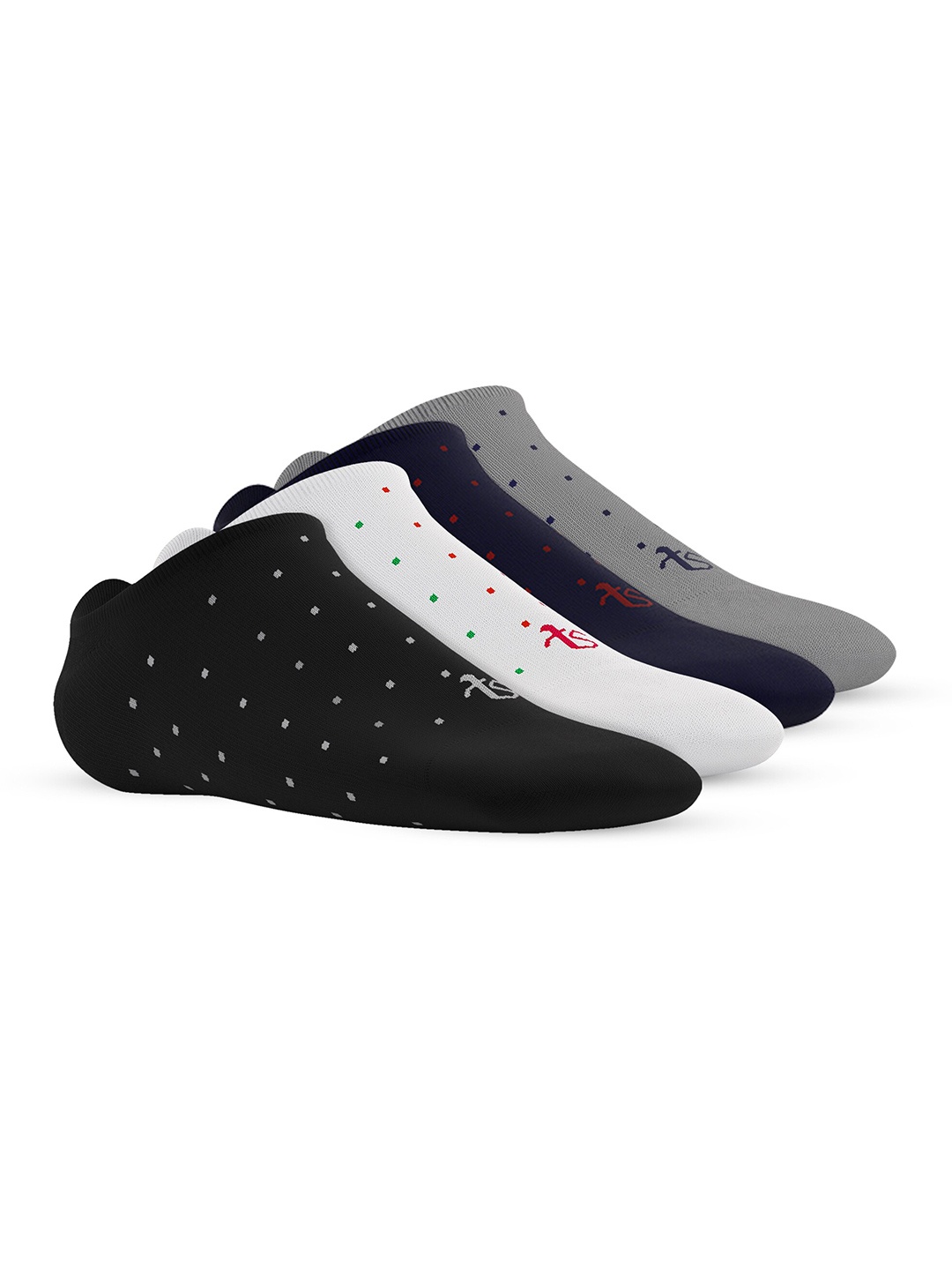 

TalkingSox Unisex Pack Of 4 Polka Dot Printed Bamboo Shoe Liner Socks, Blue