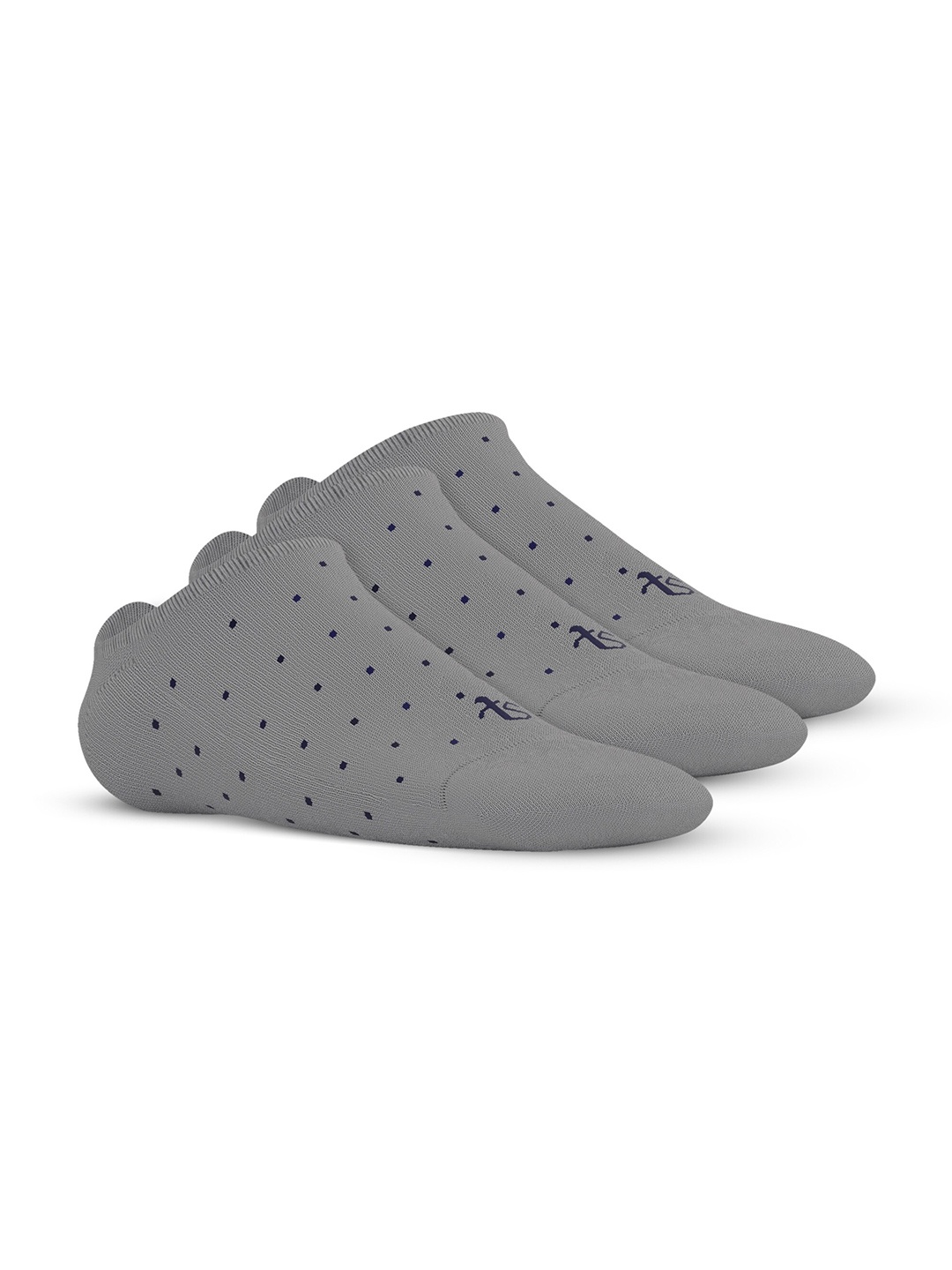 

TalkingSox Unisex Pack Of 3 Polka Dot Printed Bamboo Shoe Liner Socks, Grey