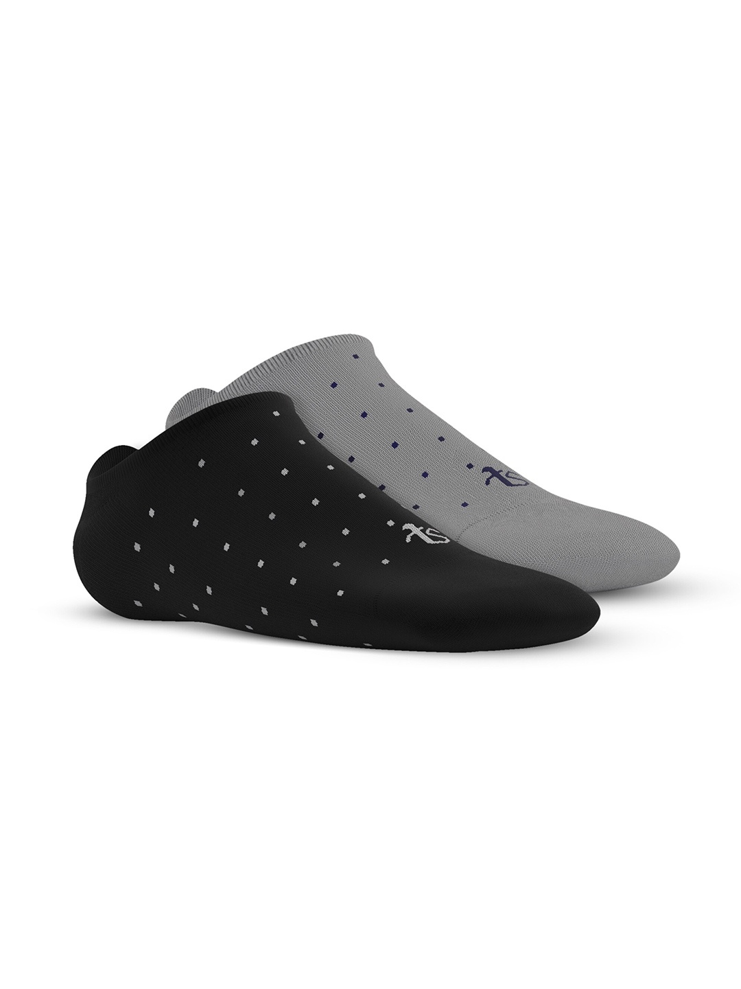 

TalkingSox Unisex Pack Of 2 Polka Dot Printed Bamboo Shoe Liner Socks, Grey