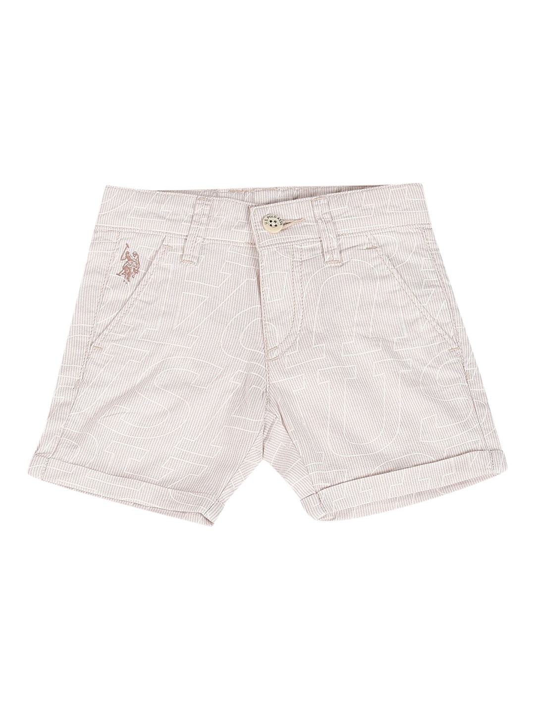 

U.S. Polo Assn. Kids Boys Mid-Rise Pure Cotton Shorts, Beige