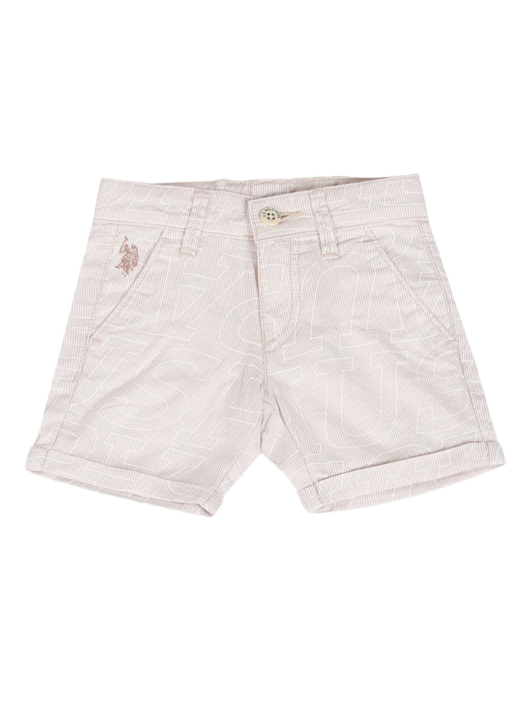 

U.S. Polo Assn. Kids Boys Mid-Rise Pure Cotton Shorts, Beige