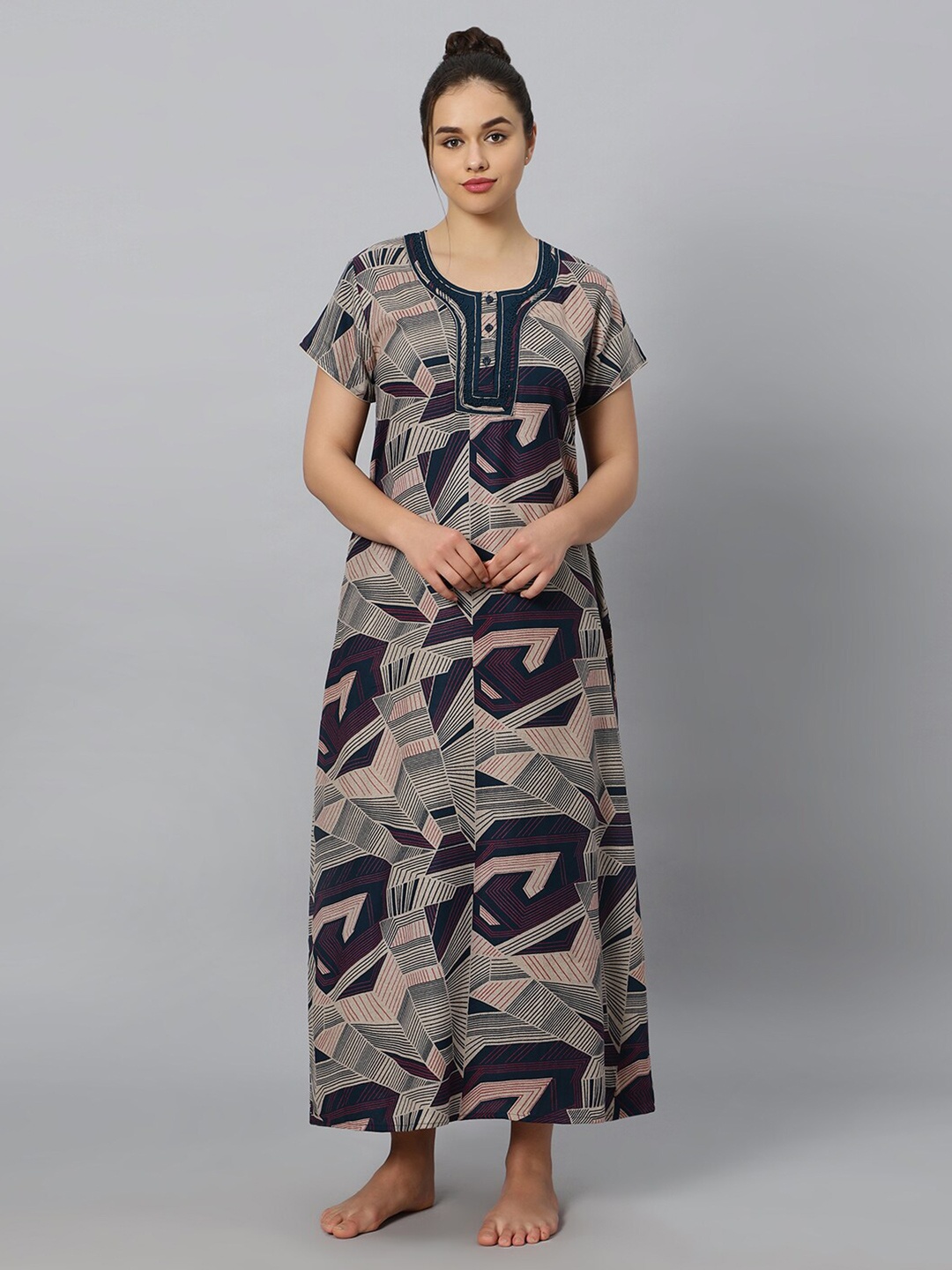 

QUIRA Printed Maxi Nightdress, Blue