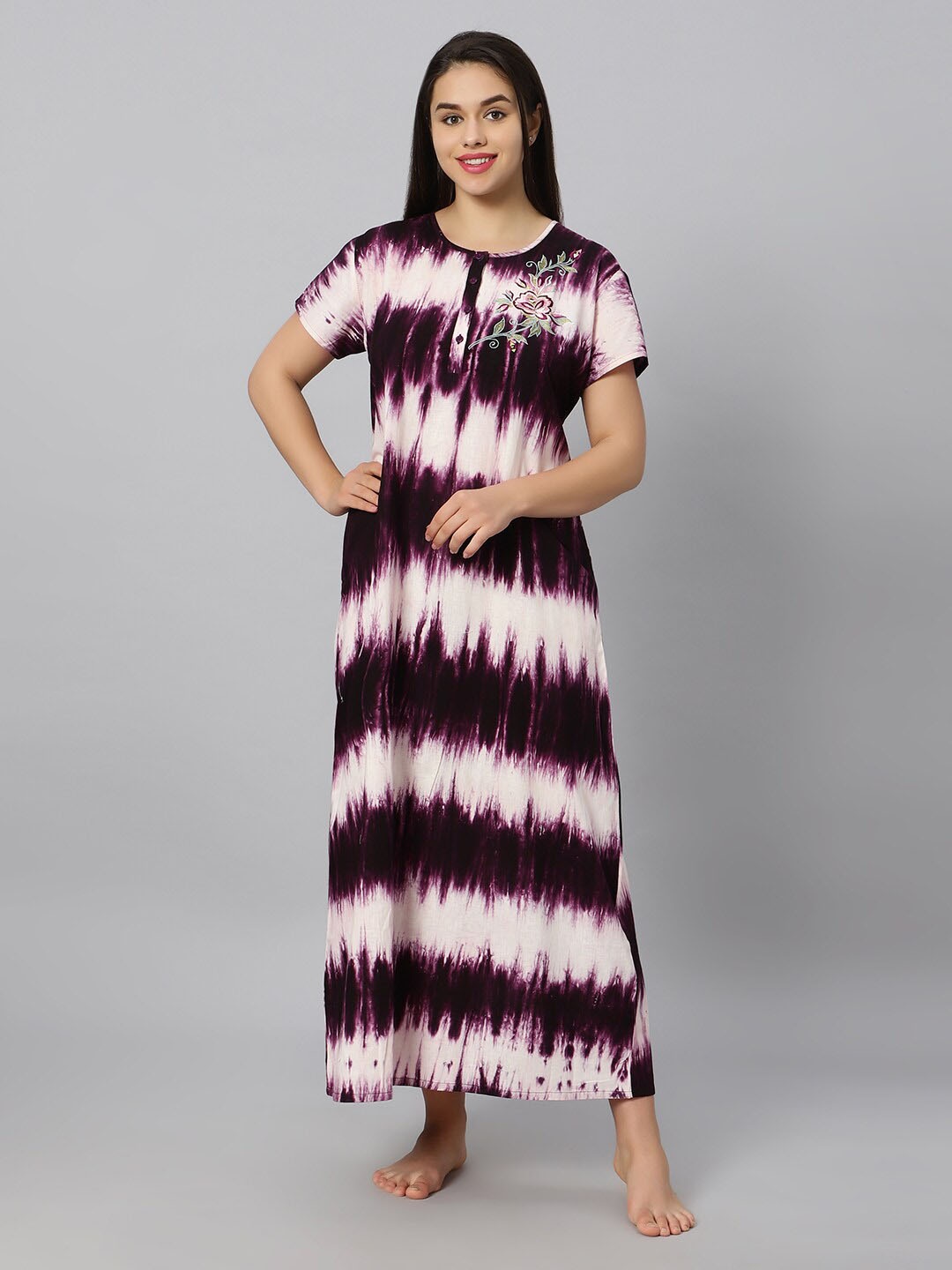 

QUIRA Tie and Dyed Maxi Nightdress, Violet