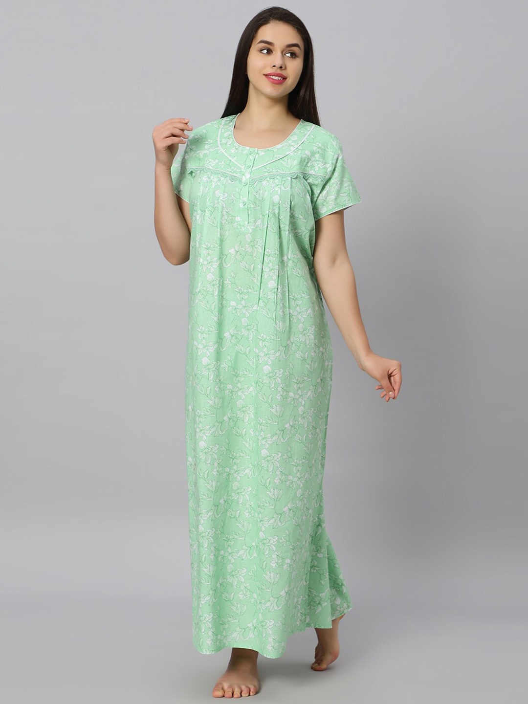 

QUIRA Printed Maxi Nightdress, Green
