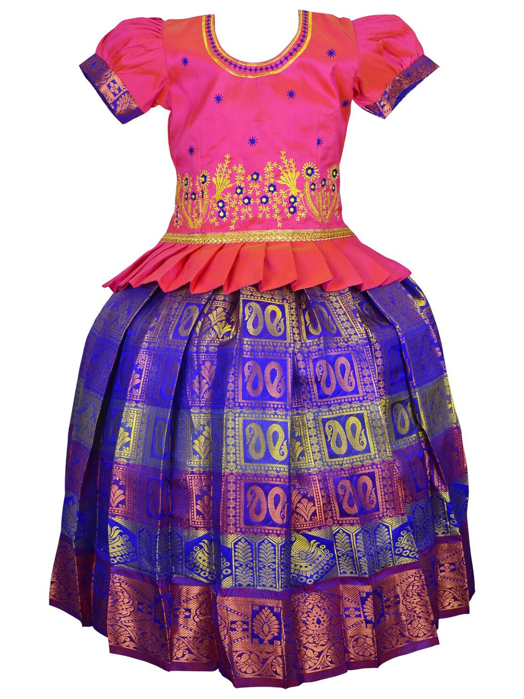 

AMIRTHA FASHION Girls Woven Design Ready to Wear Lehenga & Blouse, Pink