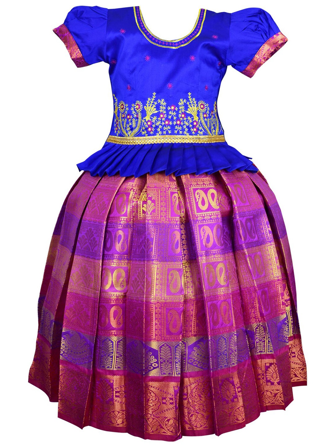 

AMIRTHA FASHION Girls Woven Design Ready to Wear Lehenga & Blouse, Blue