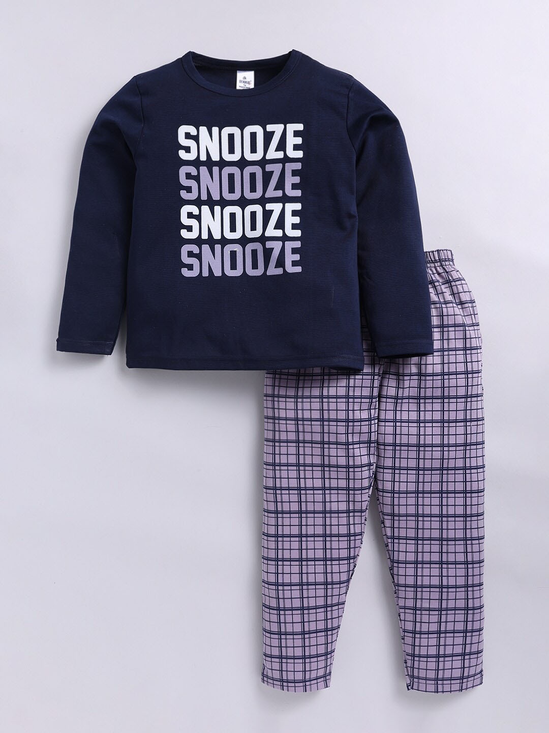 

DENIKID Boys Typography Printed Pure Cotton T-shirt with Trousers, Blue