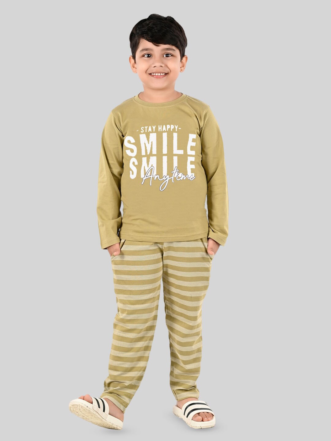 

DENIKID Kids Printed Pure Cotton T-shirt With Trousers, Green