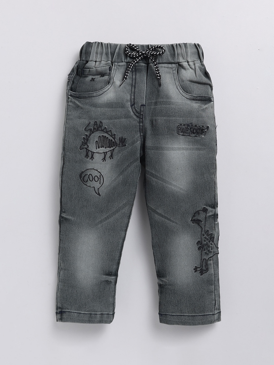 

DENIKID Kids High-Rise Clean Look Heavy Fade Stretchable Jeans, Black