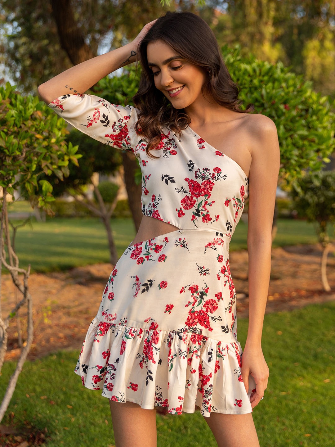 

B'Infinite Floral Print Fit & Flare Dress, Red
