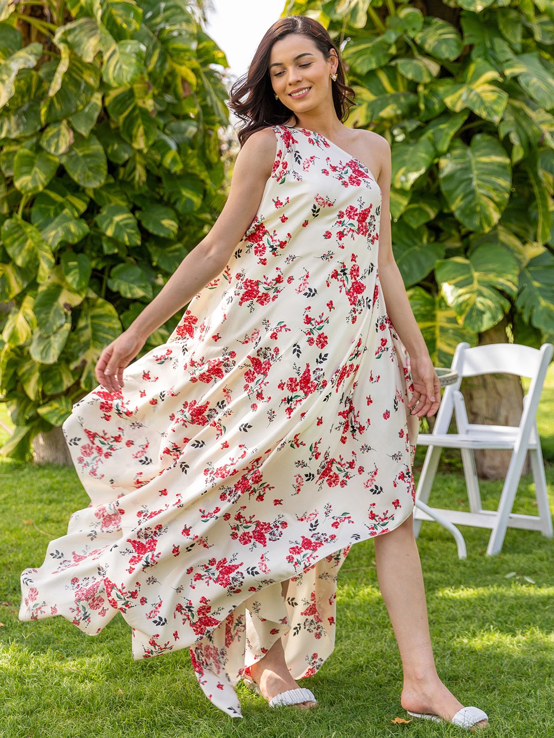 

B'Infinite Floral Print Fit & Flare Midi Dress, Red