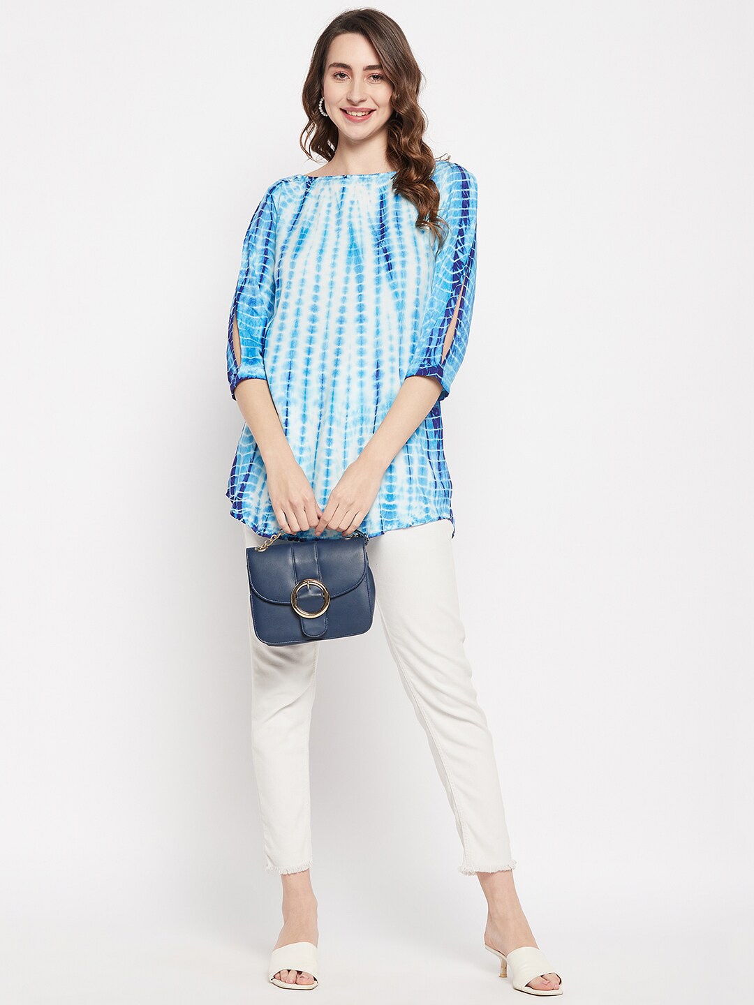 

Ruhaans Tie & Dye Boat Neck Tunic, Blue