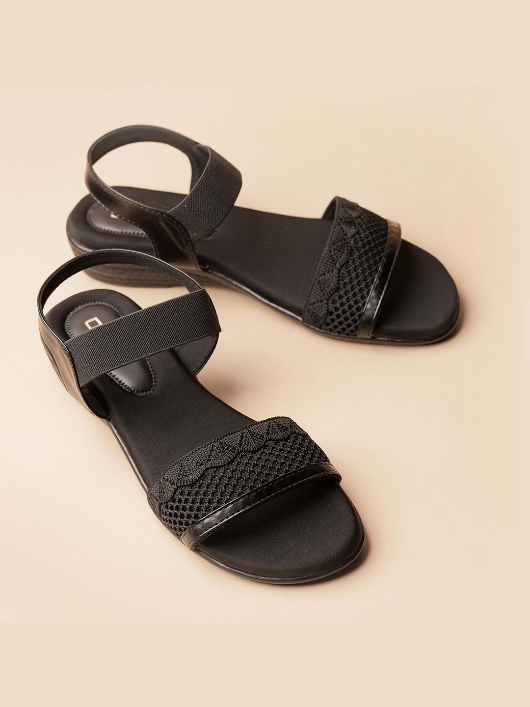 

Ozuri Open Toe Mesh Comfort Heels, Black