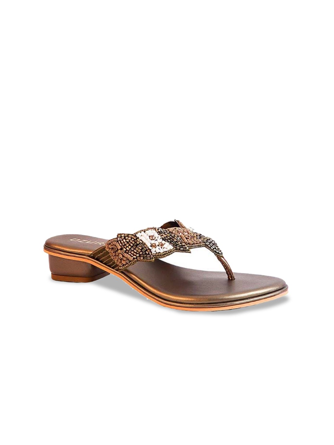 

Ozuri Embellished Open Toe Block Heels, Copper