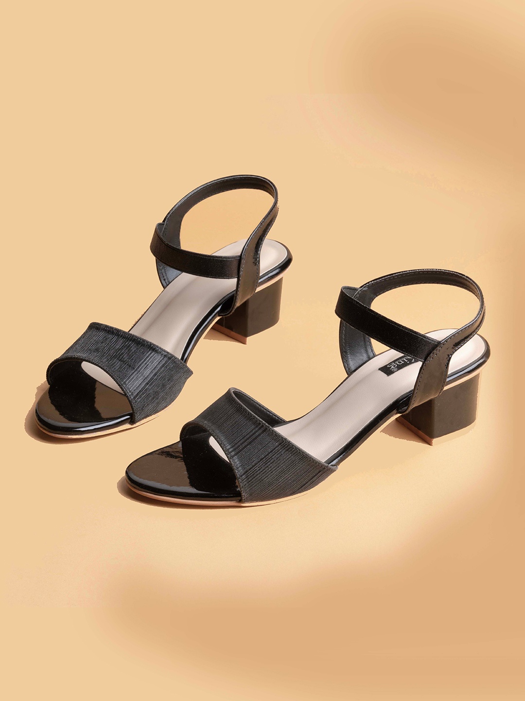 

Ozuri Textured Open Toe Block Heels, Black