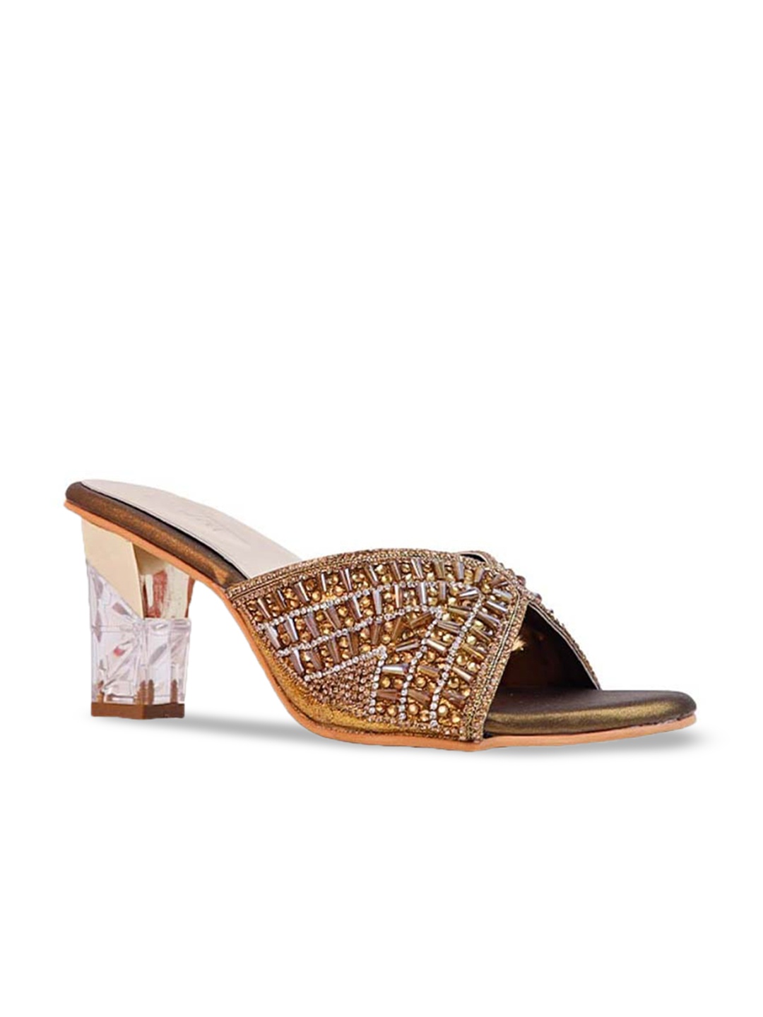 

Ozuri Embellished Open Toe Block Heels, Copper