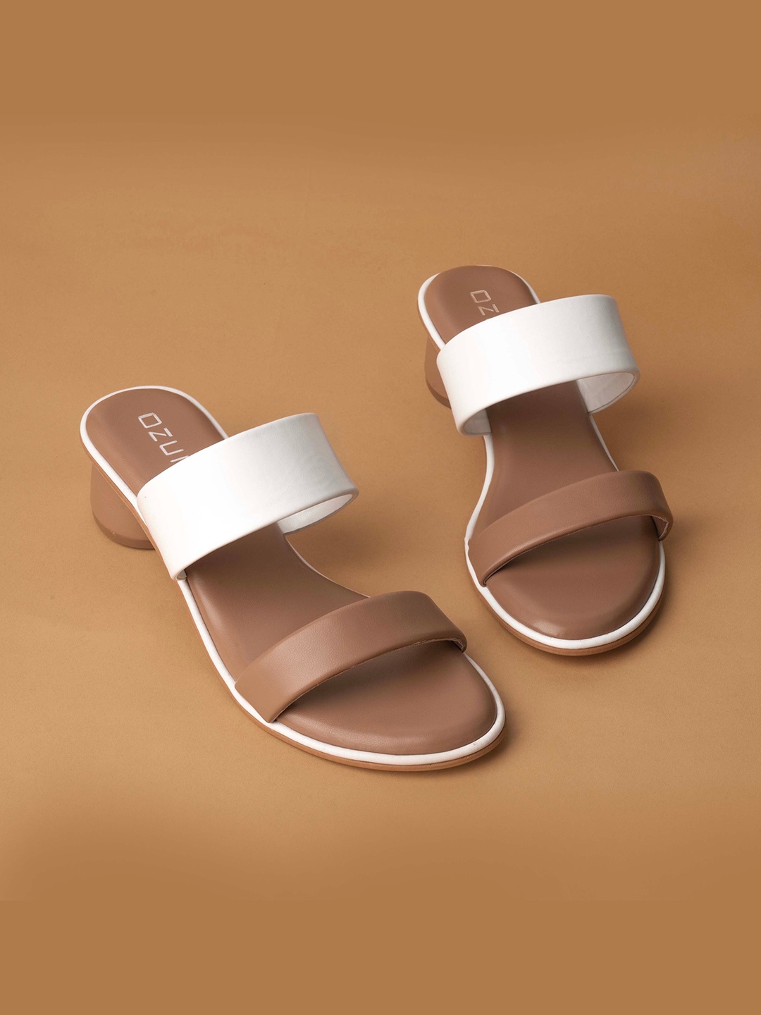 

Ozuri Open Toe Block Heels, Cream