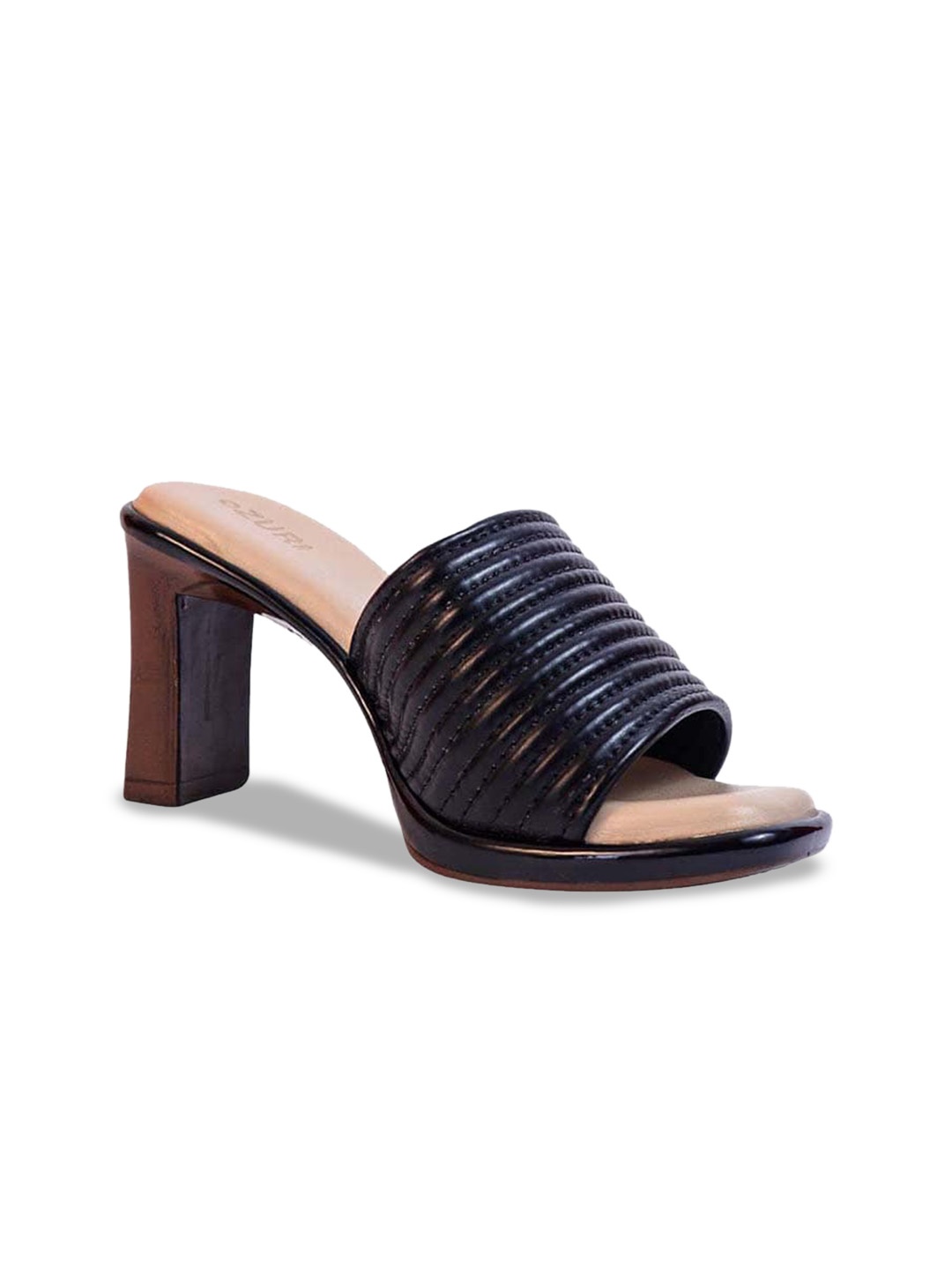 

Ozuri Textured Open Toe Block Heels, Black