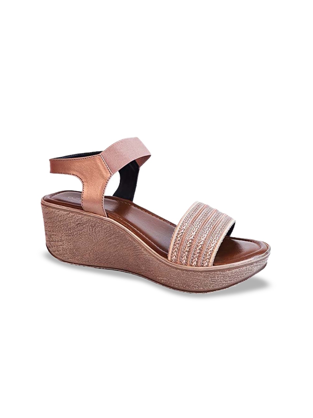 

Ozuri Textured Open Toe Backstrap Wedges, Rose